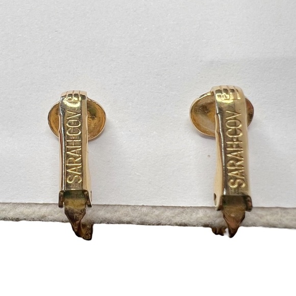 Vintage Sarah Coventry Serene Gold Tone Faux Pearl Leaf Clip on Earrings - Picture 9 of 12